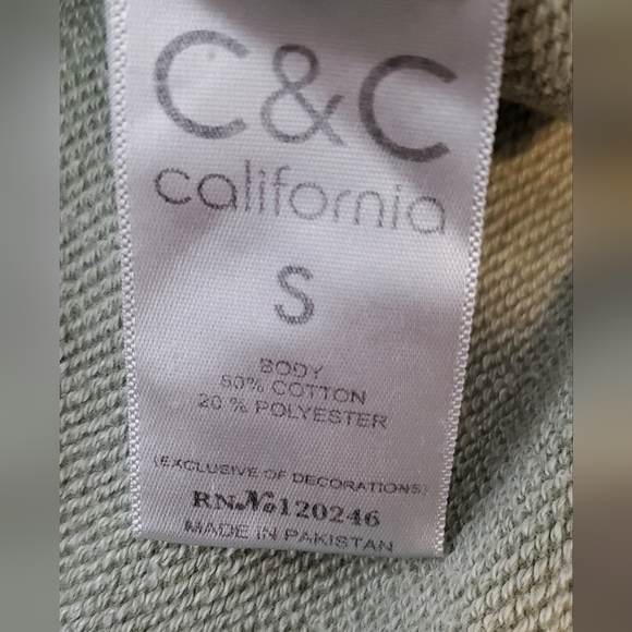 C&C California Sun Washed Green Zip-Up Hoodie with Pockets Size Small - Picture 7 of 8